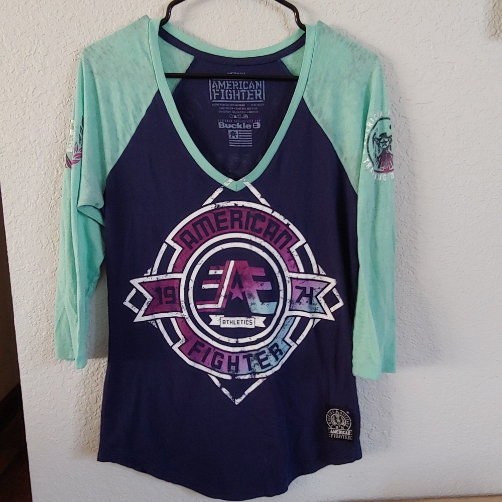 American fighter quarter sleeve shirt